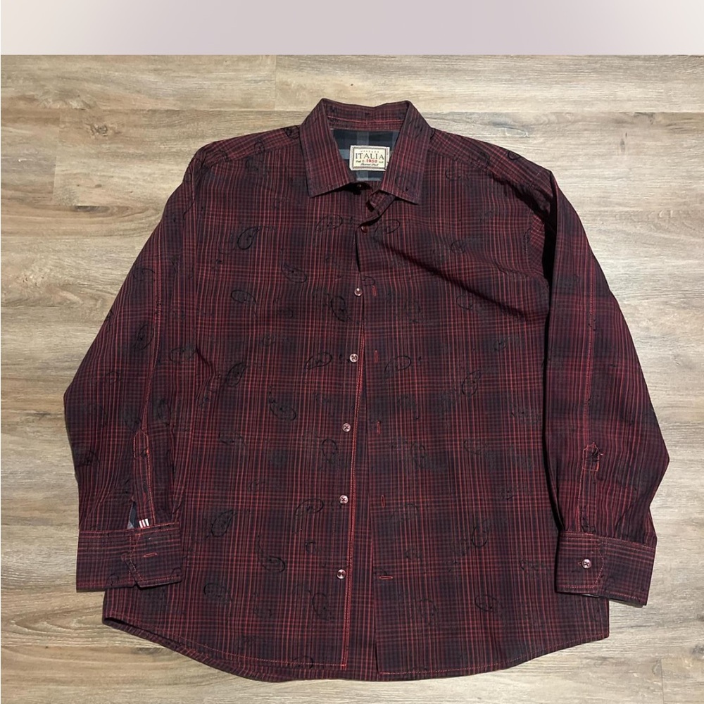 Italina Red Casual Button Down Shirt
